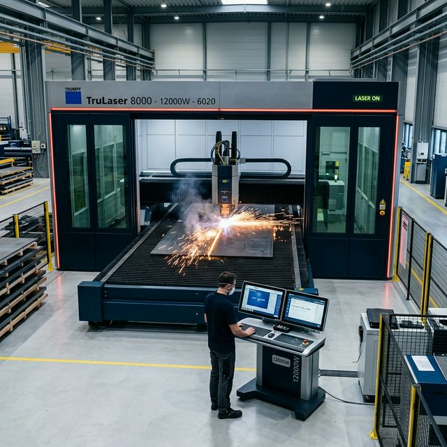 Commercial fiber laser cutting machine in modern factory