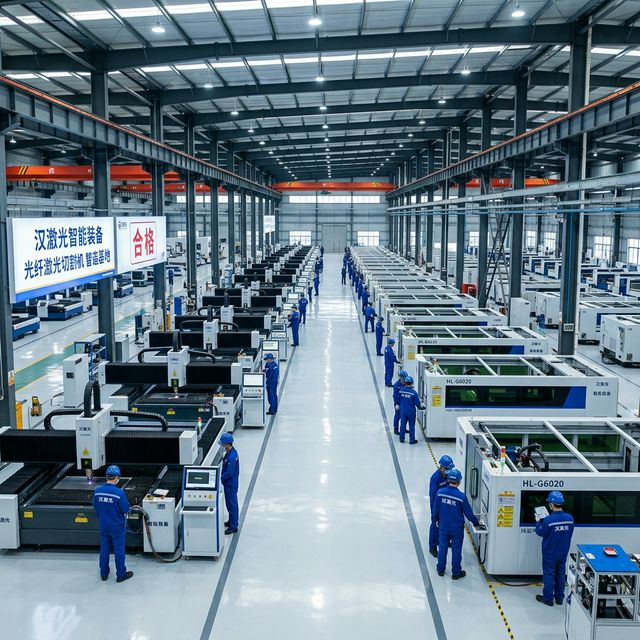 Massive pristine factory floor of a top Chinese fiber laser cutting machine manufacturer