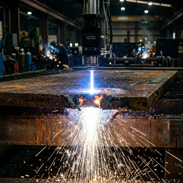 Fiber Laser vs. CO2 Laser: The Engineering and ROI Comparison A high-power fiber laser beam effortlessly piercing a 20mm carbon steel plate.